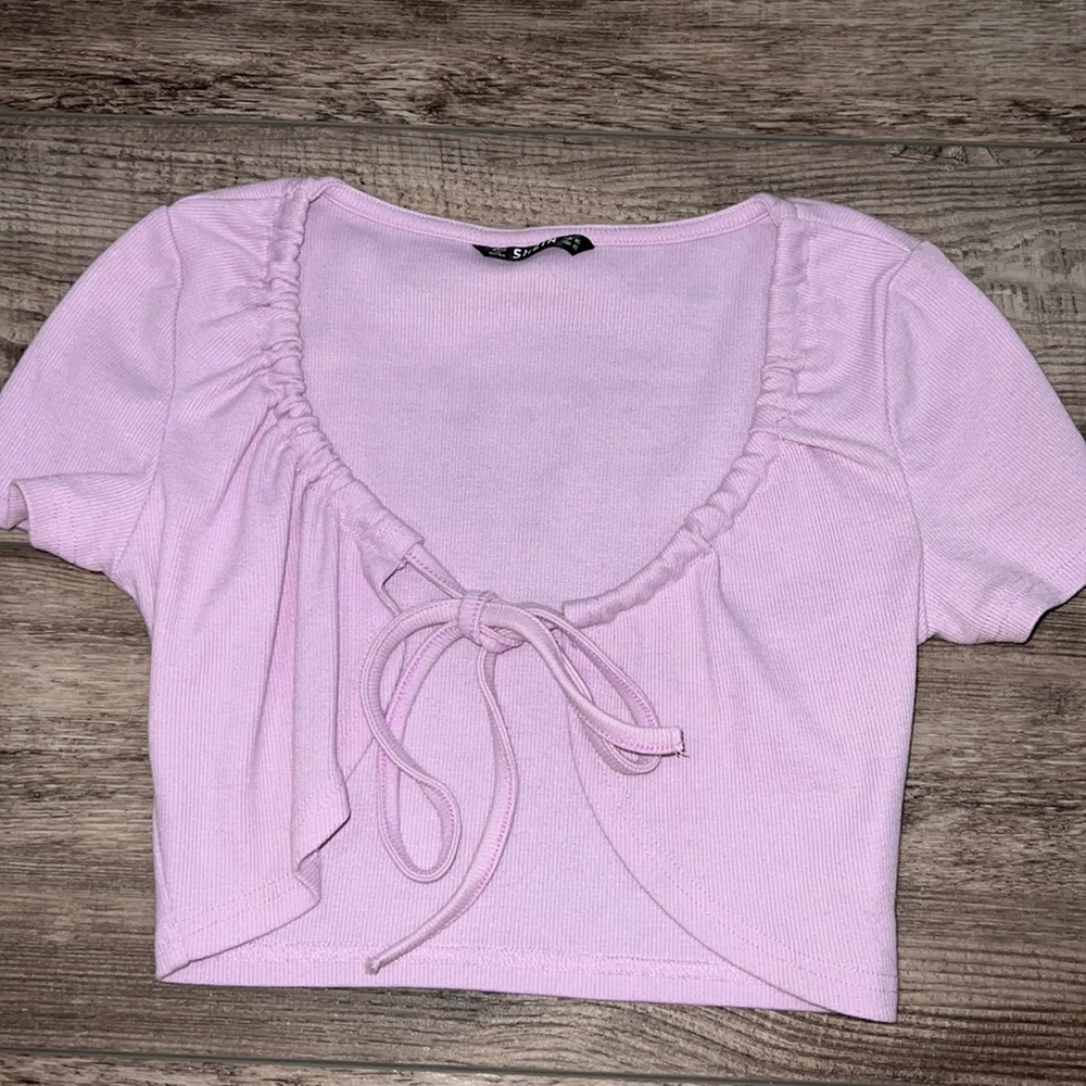 Purple crop tie top